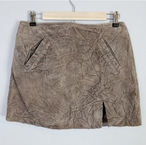 Blank NYC mini skirt suede leather brown tan zip
